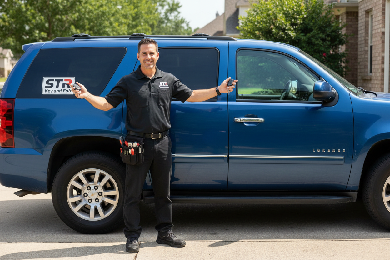 can you make it a 2009 blue tahoe with my STR key and fob logo in the back window  side view of the tahoe